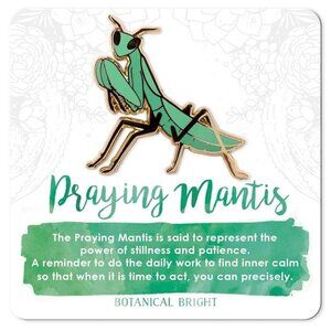 Praying Mantis Enamel Pin - Gold Plated Brooch - Nature & Insect Jewelry